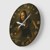 Funny Table Tennis Mona Lisa Ping Pong Art Decor ラージ壁時計 (傾斜)