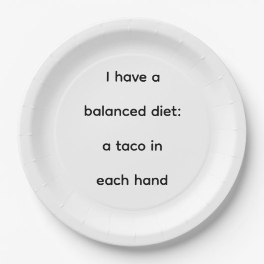 Funny+Taco+Balanced+Diet+Paper+Plate ペーパープレート (正面)