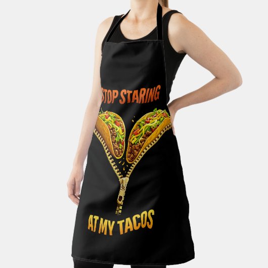Funny Taco Lover Stop Staring エプロン (インサイチュ)