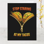 Funny Taco Lover Stop Staring カード (黄色い花)
