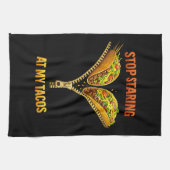 Funny Taco Lover Stop Staring キッチンタオル (横)