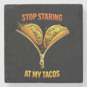 Funny Taco Lover Stop Staring ストーンコースター (正面)