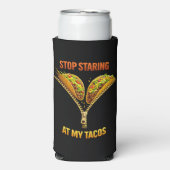 Funny Taco Lover Stop Staring スリム缶クーラー (Seltzer正面)