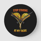 Funny Taco Lover Stop Staring ラウンド壁時計 (正面)