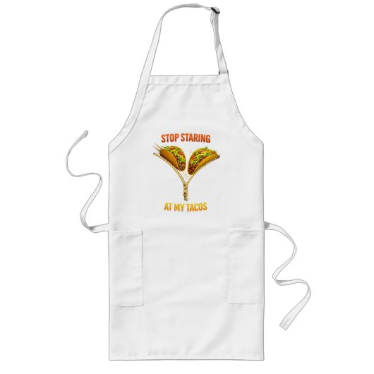 Funny Taco Lover Stop Staring ロングエプロン (正面)