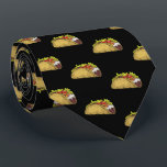 Funny Taco Mexican Food Pattern Black ネクタイ<br><div class="desc">This funny taco pattern black tie is perfect for the mexican food lover in your life. The illustrated spicy tacos are a humorous touch to a fancy piece of clothing.</div>