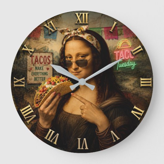Funny Taco Mona Lisa ラージ壁時計 (正面)