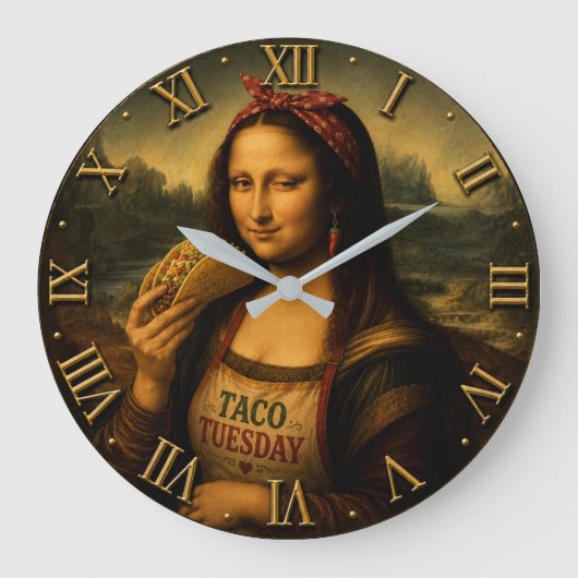 Funny Taco Mona Lisa ラージ壁時計 (正面)