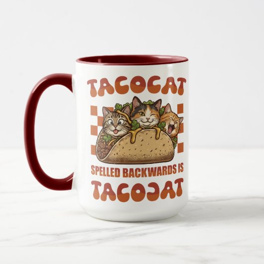 Funny Tacocat Palindrome Retro Cinco De Mayo マグカップ (左)