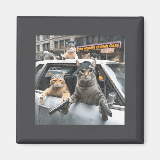 Funny Tactical Cat Meme Military Style  マグネット (正面)