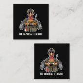  Funny Tactical Feaster Turkey Soldier Thanksgivin スクエア名刺 (正面/裏面)