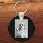 Funny Tail Dog Golden Retriever With Sungles Marti キーホルダー (正面)