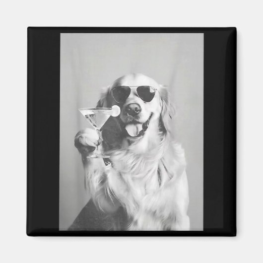 Funny Tail Dog Golden Retriever With Sungles Marti マグネット (正面)