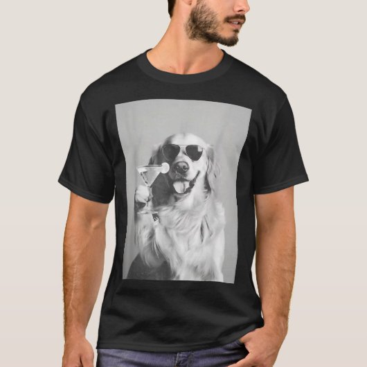 Funny Tail Dog Golden Retriever With Sungles Marti Tシャツ (正面)
