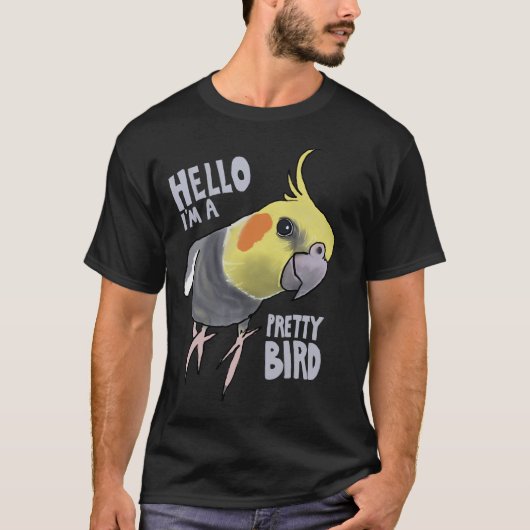 Funny Talking Grey Cockatiel Hello Pretty Bird Tシャツ (正面)