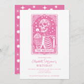Funny Tarot Pink Birthday 招待状 (正面/裏面)
