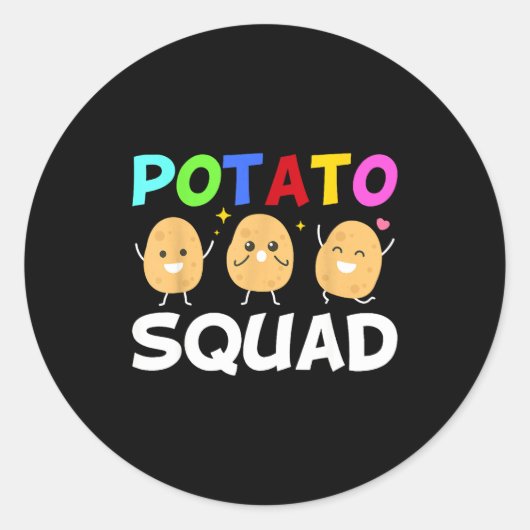 Funny Tato Squad Vegetable Chip Eater French Fries ラウンドシール (正面)