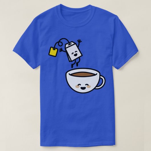 Funny tea bag teacup happy Tea lover Tea drinker Tシャツ (デザイン正面)