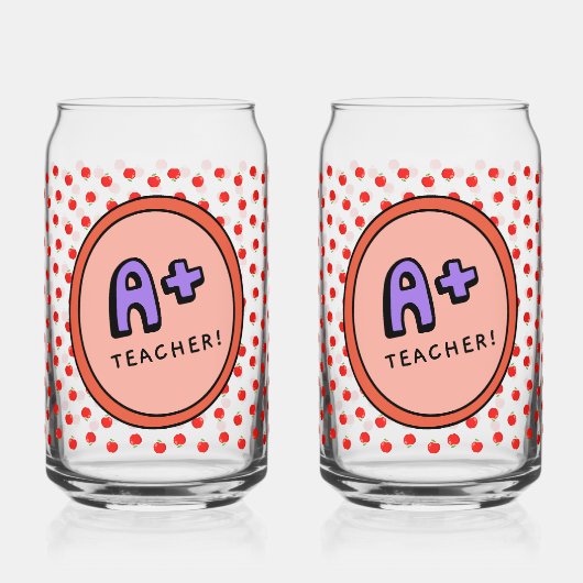 Funny Teacher Apple Cup ガラス缶 (正面)