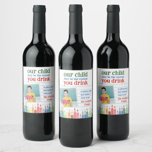 Funny Teacher Gift Wine Bottle Label  ワインラベル (ボトル)