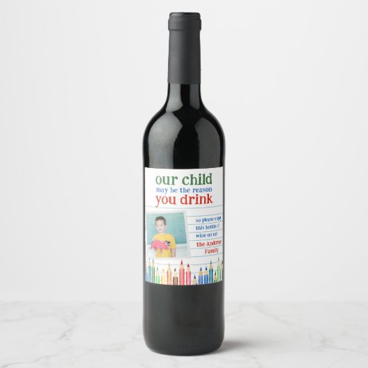 Funny Teacher Gift Wine Bottle Label  ワインラベル (正面)