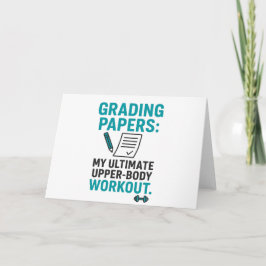 Funny Teacher Greeting Card – “Grading Papers サンキューカード