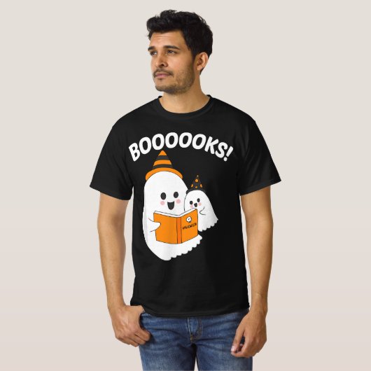 Funny Teacher Halloween Ghost booooooks boo read b Tシャツ (正面フル)