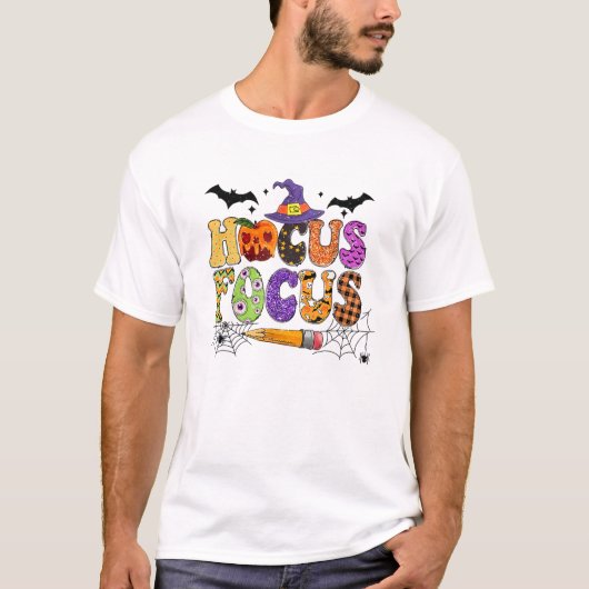 Funny Teacher Hocus Pocus Everybody Focus Hallowee Tシャツ (正面)