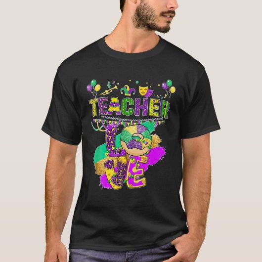 Funny Teacher Mardi Gras Family Matching Outfit Tシャツ (正面)