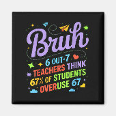Funny Teacher Quote Bruh 6 Out Of 7 Teachers Think マグネット (正面)