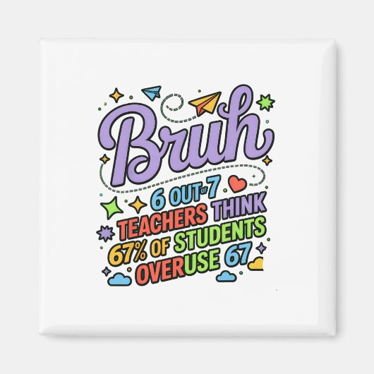 Funny Teacher Quote Bruh 6 Out Of 7 Teachers Think マグネット (正面)