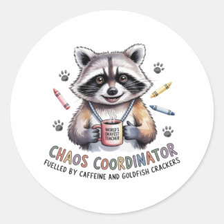 Funny Teacher Sticker Chaos Coordinator Gift for W ラウンドシール