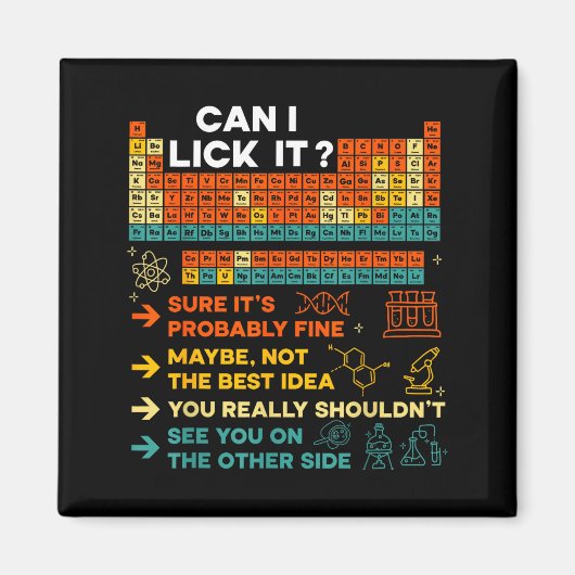 Funny Teacher Student Science Can I Lick It Period マグネット (正面)