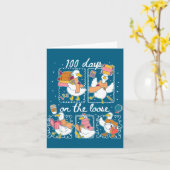 Funny Teachers Silly Goose 100 Day Of School, Goos カード (黄色い花)