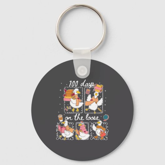 Funny Teachers Silly Goose 100 Day Of School, Goos キーホルダー (正面)