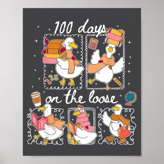 Funny Teachers Silly Goose 100 Day Of School, Goos ポスター (正面)