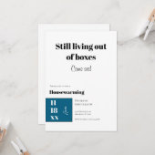 Funny Teal Blue Housewarming Celebration カード (正面/裏面インサイチュ)