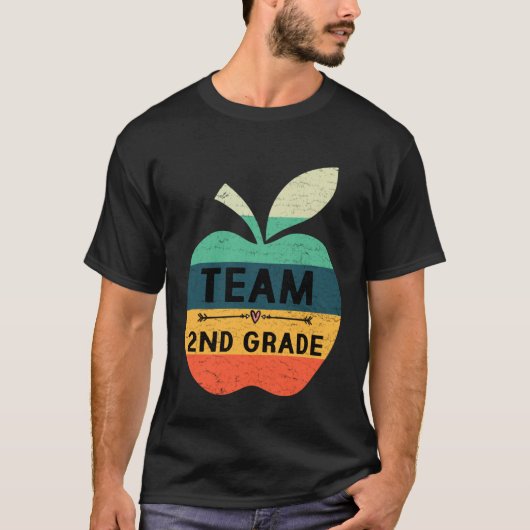 Funny Team 2nd Grade Apple Back To School Kids Tea Tシャツ (正面)