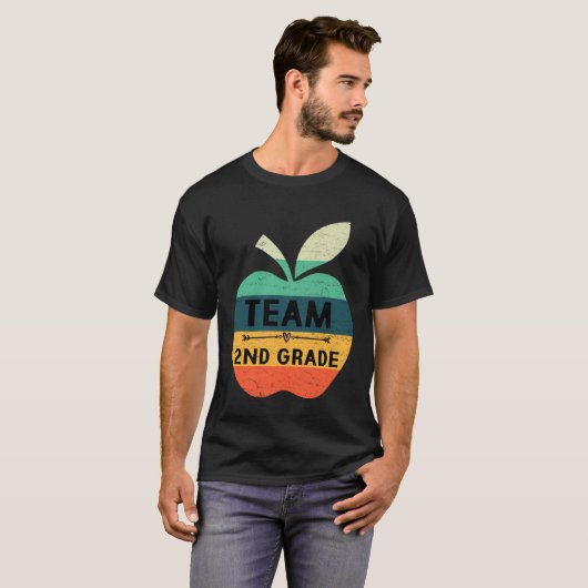 Funny Team 2nd Grade Apple Back To School Kids Tea Tシャツ (正面フル)