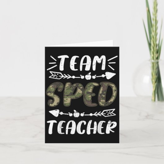 Funny Team Sped Teacher Camo Teacher Student Back  カード (正面)