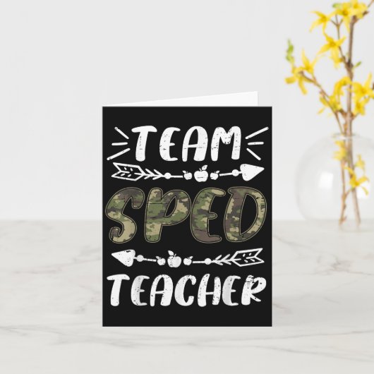 Funny Team Sped Teacher Camo Teacher Student Back  カード (黄色い花)