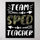 Funny Team Sped Teacher Camo Teacher Student Back ポスター (正面)