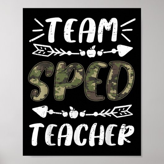 Funny Team Sped Teacher Camo Teacher Student Back ポスター (正面)