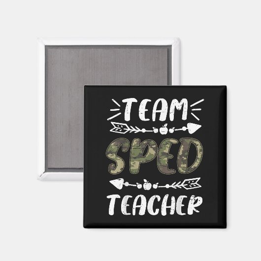 Funny Team Sped Teacher Camo Teacher Student Back マグネット (正面/裏面)
