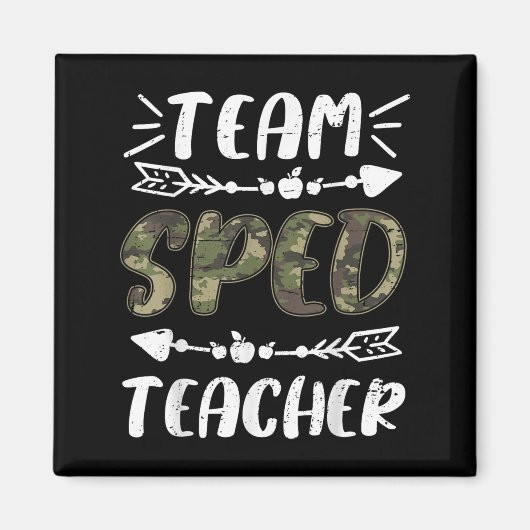 Funny Team Sped Teacher Camo Teacher Student Back  マグネット (正面)