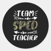 Funny Team Sped Teacher Camo Teacher Student Back ラウンドシール (正面)