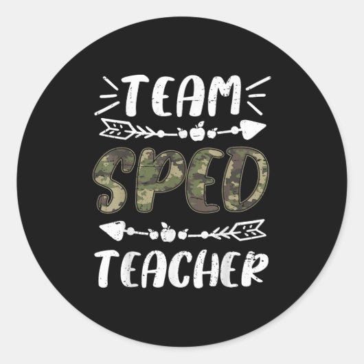 Funny Team Sped Teacher Camo Teacher Student Back  ラウンドシール (正面)