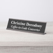 Funny Tech Coffee-to-Code Converter Black デスクネームプレート (正面)