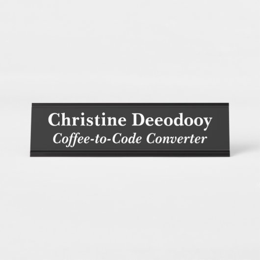 Funny Tech Coffee-to-Code Converter Black デスクネームプレート (正面)