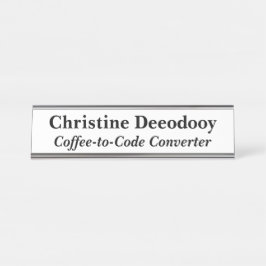 Funny Tech Coffee-to-Code Converter White デスクネームプレート